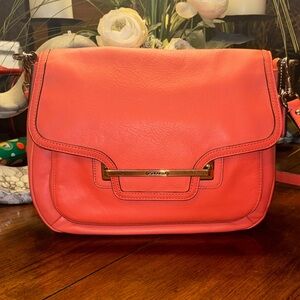 Coach Taylor Leather Flap Shoulder Bag. Coral EUC